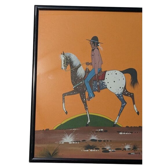 Native American Cowboy Horse Art Print Signed by Artist Justin Tso Navajo Dine - Picture 14 of 16